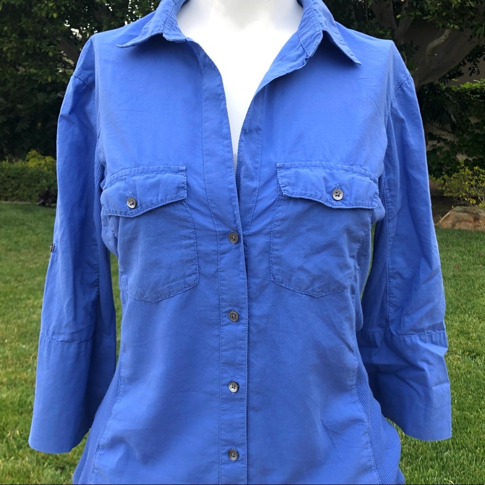 JAMES PERSE BUTTON DOWN SIDE PANEL BLUE WO…